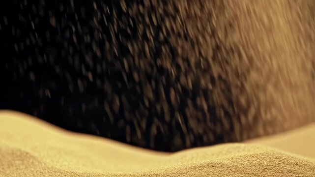 Golden grains cascading onto a pile