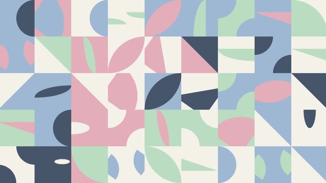 Pastel Scandinavian geometric tiles turning and flipping seamless loop