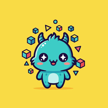 Cute cartoon monster with shapes.