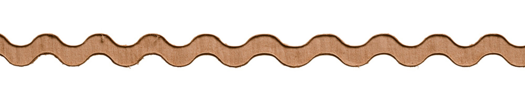 Single Wavy Corrugated Cardboard Flute Strip Isolated