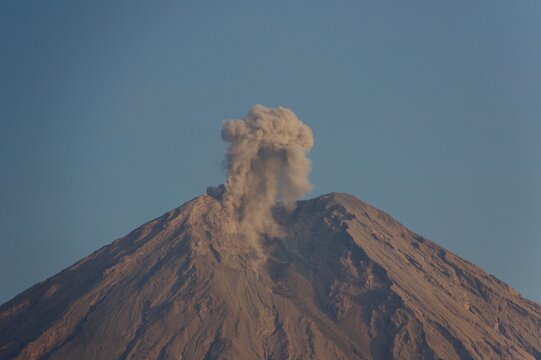Semeru Volcano Eruption with Massive Ash Plume