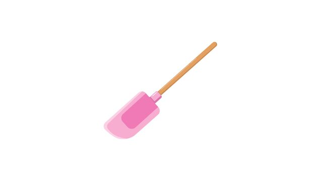 vector illustration of a pink silicone baking spatula with a wooden handle, an essential kitchen utensil for mixing and scraping batter