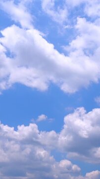 【縦型動画】発達していく雲と青空のタイムラプス   夏の変化する空模様 4K  夏空 