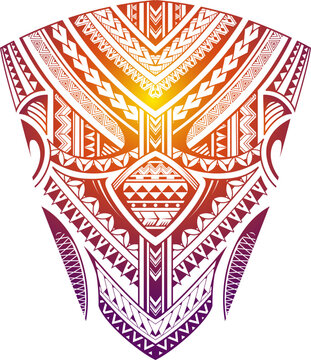 Colorful tribal ornamental design in traditional Polynesian style