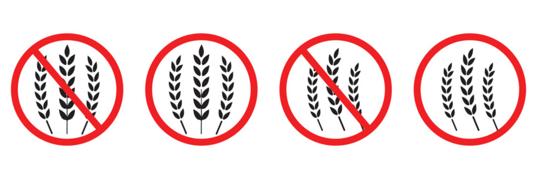 Gluten Free Label and Food Certification Icon Set for Allergy Awareness and Healthy Nutrition Vector