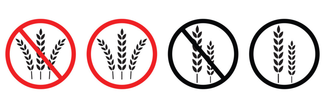 Gluten Free Label and Food Certification Icon Set for Allergy Awareness and Healthy Nutrition Vector
