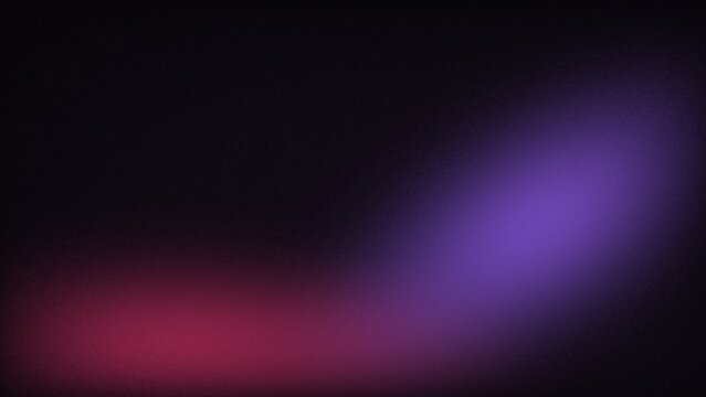Purple and crimson red glow in corner of black grainy gradient background, blurred noise texture, abstract dark backdrop with large copy space for text
