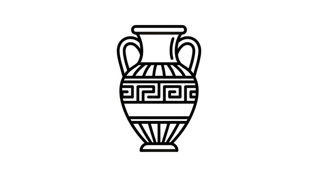 Ancient Greek amphora vase line art drawing.