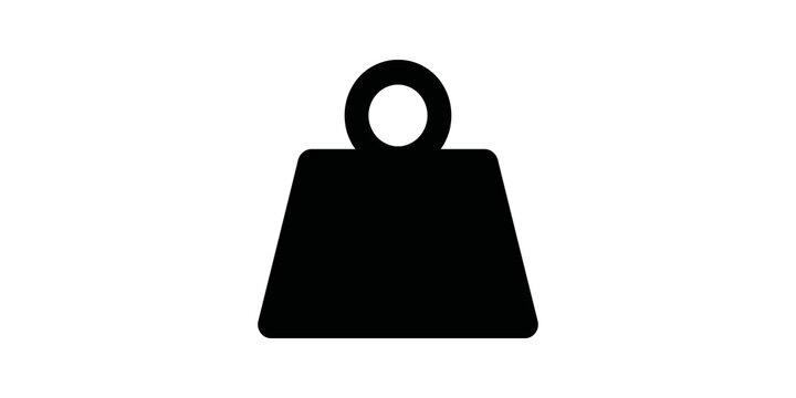 Black kettlebell icon with round handle for fitness training and strength.