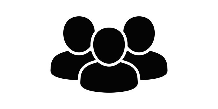 Group of three people icon for social networking and community connection.