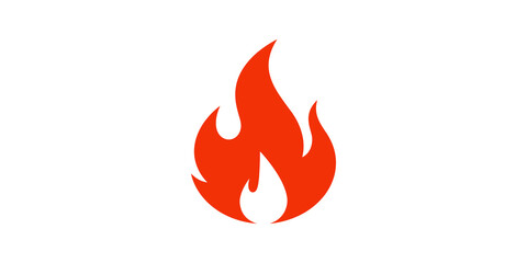 Orange fire flame vector icon representing heat on grid background art. © Nisar
