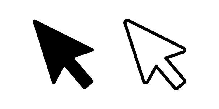 Mouse cursor pointer icons set featuring black filled outline variations.