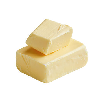 Butter blocks stacked with soft lighting isolated on transparent background