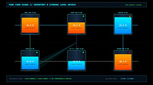 Digital Industrial Tank Farm SCADA Monitoring Dashboard for Real Time Storage Level Data Analytics