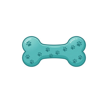  Cute dog bone chew toy with paw print pattern vector illustration isolated on white background