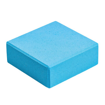Light blue foam yoga block on a clean surface during a studio session isolated on transparent background