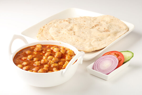Chole and chapati, Indian vegetarian meal