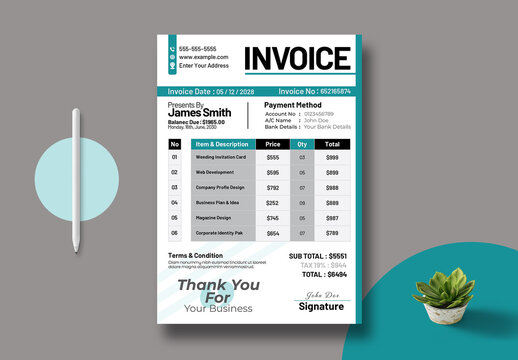 Creative Invoice Design Template Layout