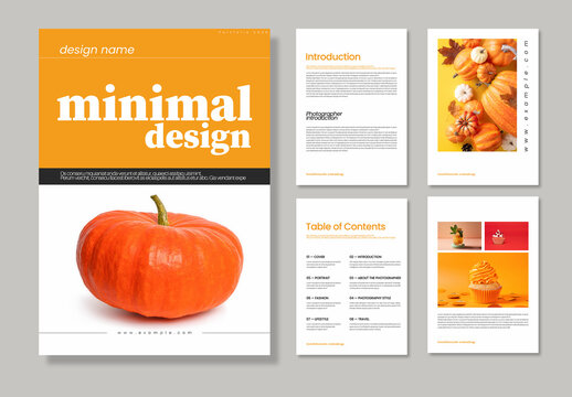 Modern Editorial Photography Lookbook with Minimal Orange Layout
