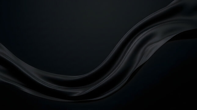 Abstract flowing black silk fabric background