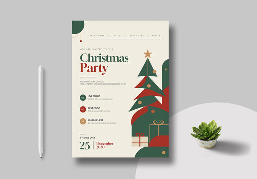 Christmas Party Flyer Template Layout