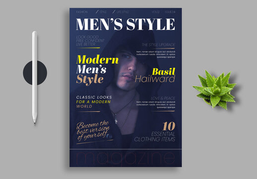 Modern Men Style Fashion Magazine Cover Design