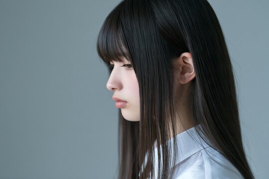 思春期の繊細な感情が垣間見える若い日本人女性の横顔ポートレート