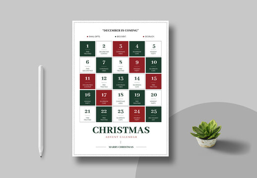 Christmas Advent Calendar Flyer Template Layout