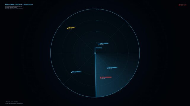 Warship Radar Animation on Black Background, Naval Radar Scanning System, Rotating Radar Sweep, Military Vessel Detection, Maritime Surveillance, Naval Defense Technology and Ocean Monitoring
