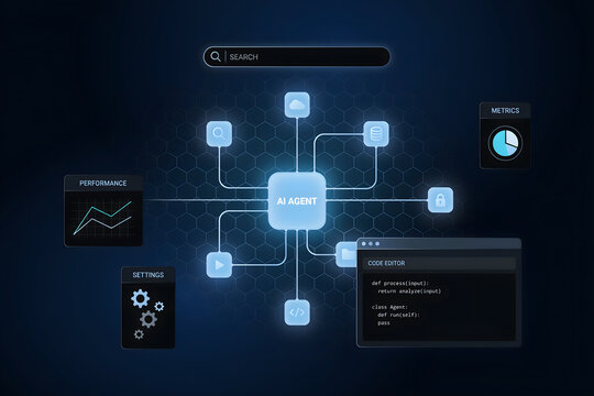 Futuristic data analytics dashboard network with isolated graphic