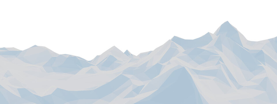 Light blue and white low poly ice mountain landscape