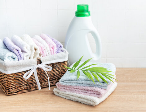 Laundry detergent bottle with fresh clean towels