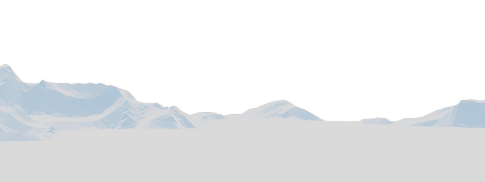 Light blue and white low poly ice mountain landscape
