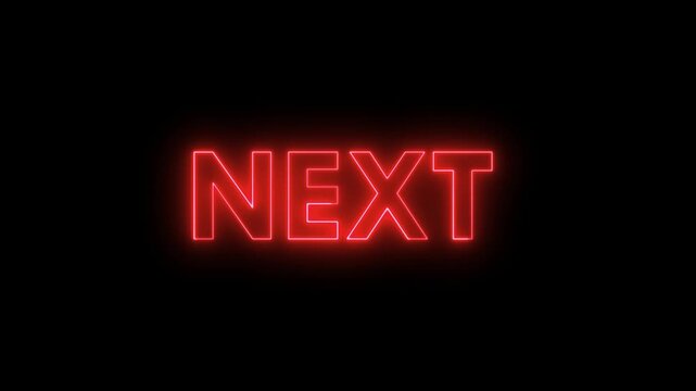 Futuristic glowing neon text effect reading next title card motion graphics design element for modern cyberpunk video intros and sci-f i title sequences digital template