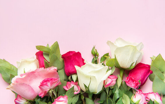 Colorful rose bouquet creating romantic floral background