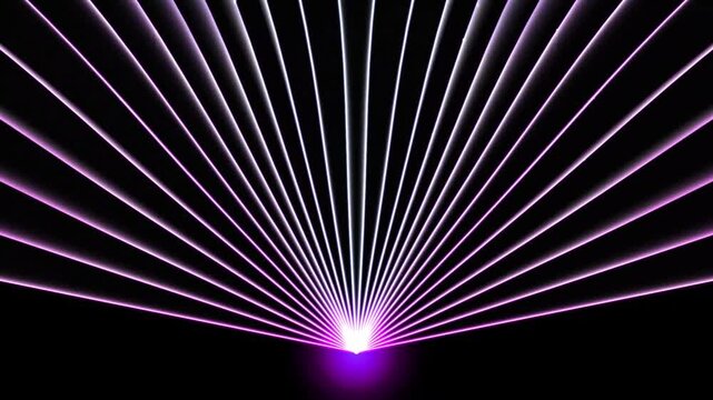 Abstract neon light rays emanating from a central bright point against a dark background