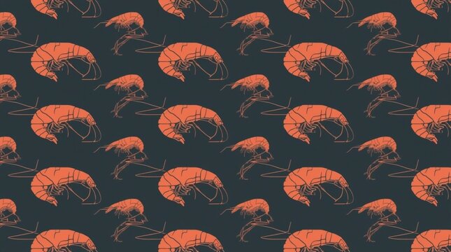 Teal and Coral Shrimp Pattern
