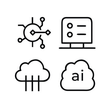 Modern technology icons set with network and ai cloud