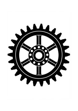Industrial gear wheel mechanical cog vector line art illustration.