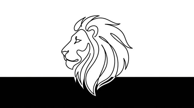 Minimalist profile line art of a lion head.