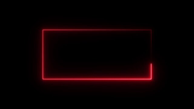 Square rectangle picture frame with two tone neon color motion graphic on isolated black background Futuristic light effect for overlay element.