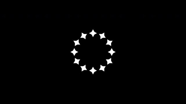 Sparkle Loading Animation Circular Scale Up Clean White Loop Transparent Background. Perfect For UI or Overlay Video Element.