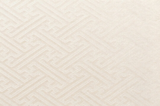 Japanese sayagata interlocking pattern woven fabric ivory
