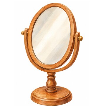 vintage wooden tabletop vanity mirror illustration 