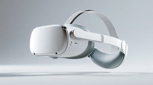 Modern White Virtual Reality Headset with Adjustable Straps on a Clean Studio Background
