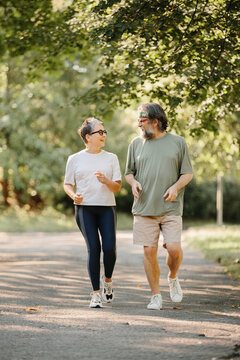 Senior couple enjoying active lifestyle in park