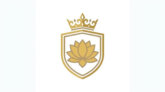 Golden lotus flower crest logo with a crown.