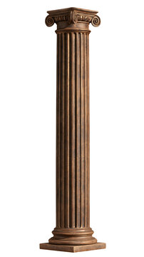 Ancient stone column with fluted design and ornate capital.