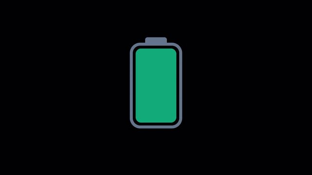 Battery level indicators showing charge status on transparent background. 4K alpha channel