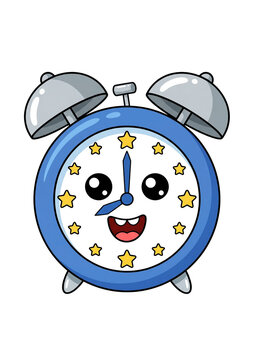 retro alarm clock, cartoon alarm clock isolated on white, transparent background